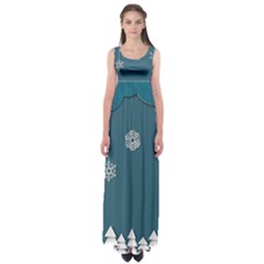 Blue Snowflakes Christmas Trees Empire Waist Maxi Dress by Mariart