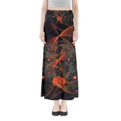Fractal Wallpaper With Dancing Planets On Black Background Maxi Skirts by Nexatart