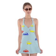 Car Yellow Blue Orange Halter Swimsuit Dress by Mariart