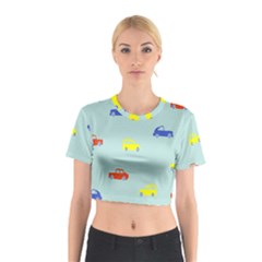 Car Yellow Blue Orange Cotton Crop Top