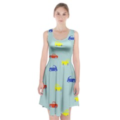 Car Yellow Blue Orange Racerback Midi Dress