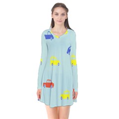 Car Yellow Blue Orange Flare Dress by Mariart