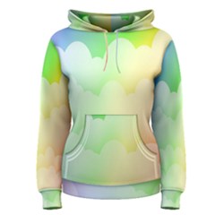 Cloud Blue Sky Rainbow Pink Yellow Green Red White Wave Women s Pullover Hoodie by Mariart