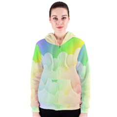 Cloud Blue Sky Rainbow Pink Yellow Green Red White Wave Women s Zipper Hoodie by Mariart