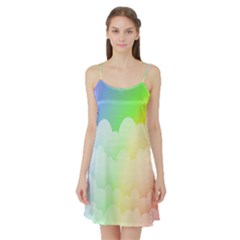 Cloud Blue Sky Rainbow Pink Yellow Green Red White Wave Satin Night Slip by Mariart