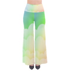 Cloud Blue Sky Rainbow Pink Yellow Green Red White Wave Pants by Mariart