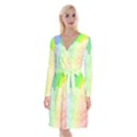 Cloud Blue Sky Rainbow Pink Yellow Green Red White Wave Long Sleeve Velvet Front Wrap Dress View1