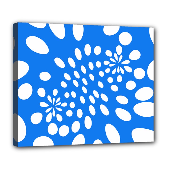 Circles Polka Dot Blue White Deluxe Canvas 24  x 20  