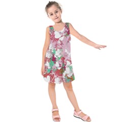 Confetti Hearts Digital Love Heart Background Pattern Kids  Sleeveless Dress by Nexatart