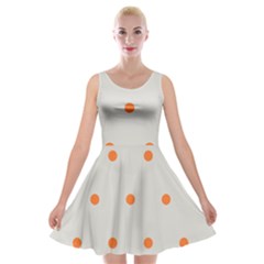 Diamond Polka Dot Grey Orange Circle Spot Velvet Skater Dress by Mariart