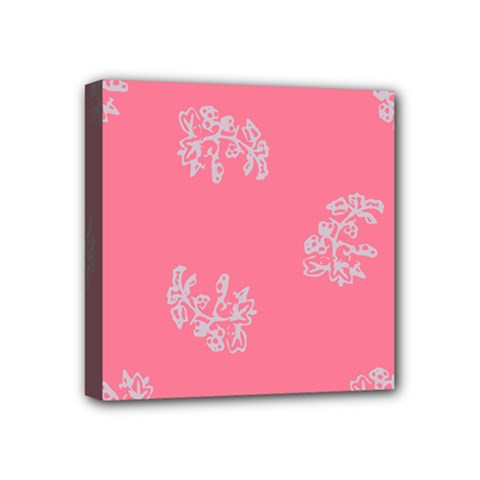 Branch Berries Seamless Red Grey Pink Mini Canvas 4  X 4  by Mariart
