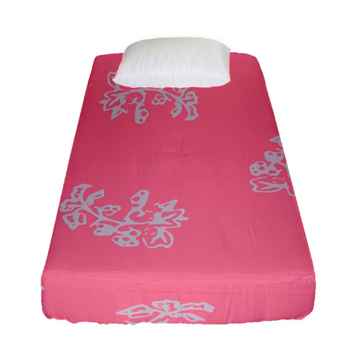 Branch Berries Seamless Red Grey Pink Fitted Sheet (Single Size)