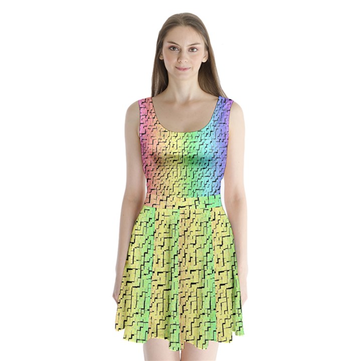A Creative Colorful Background Split Back Mini Dress 