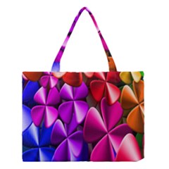 Colorful Flower Floral Rainbow Medium Tote Bag by Mariart
