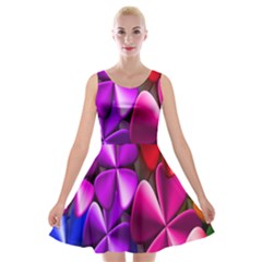 Colorful Flower Floral Rainbow Velvet Skater Dress by Mariart