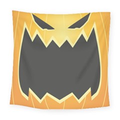 Halloween Pumpkin Orange Mask Face Sinister Eye Black Square Tapestry (large) by Mariart