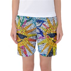 Sun From Mosaic Background Women s Basketball Shorts by Nexatart