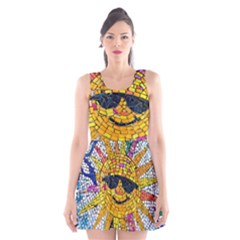 Sun From Mosaic Background Scoop Neck Skater Dress by Nexatart