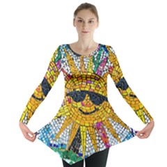 Sun From Mosaic Background Long Sleeve Tunic  by Nexatart