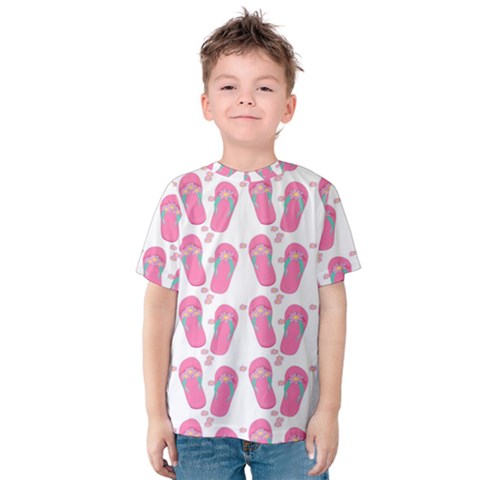 Flip Flops Flower Star Sakura Pink Kids  Cotton Tee by Mariart