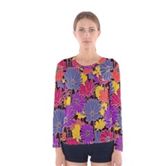 Colorful Floral Pattern Background Women s Long Sleeve Tee
