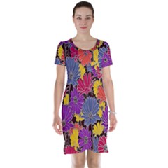 Colorful Floral Pattern Background Short Sleeve Nightdress