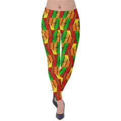 Colorful Wooden Background Pattern Velvet Leggings by Nexatart