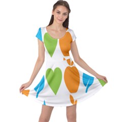 Fruit Apple Orange Green Blue Cap Sleeve Dresses