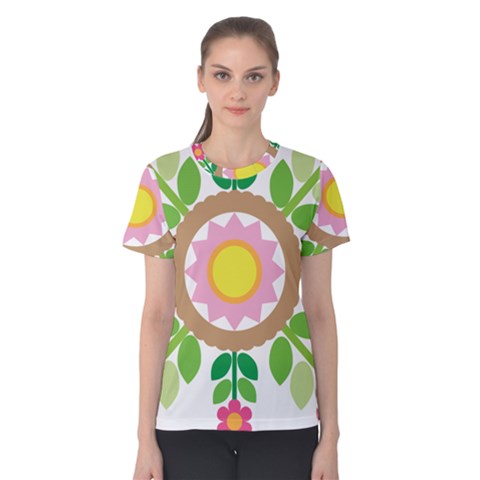 Flower Floral Sunflower Sakura Star Leaf Women s Cotton Tee by Mariart