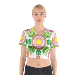 Flower Floral Sunflower Sakura Star Leaf Cotton Crop Top by Mariart