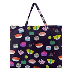 Japanese Food Sushi Fish Zipper Large Tote Bag by Mariart