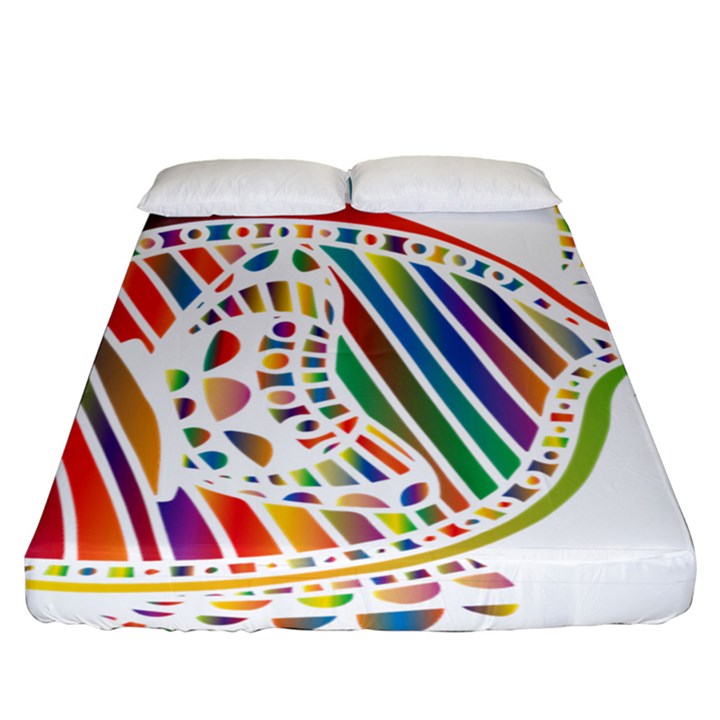 Colorful Fish Animals Rainbow Fitted Sheet (King Size)