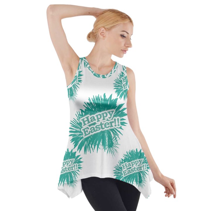 Happy Easter Theme Graphic Print Side Drop Tank Tunic