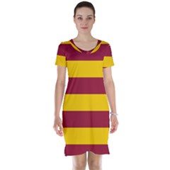 Oswald s Stripes Red Yellow Short Sleeve Nightdress by Mariart