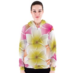 Frangipani Flower Floral White Pink Yellow Women s Zipper Hoodie