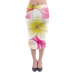 Frangipani Flower Floral White Pink Yellow Midi Pencil Skirt by Mariart