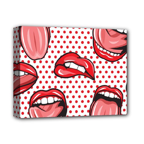 Lipstick Lip Red Polka Dot Circle Deluxe Canvas 14  x 11 