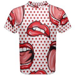 Lipstick Lip Red Polka Dot Circle Men s Cotton Tee