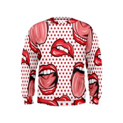 Lipstick Lip Red Polka Dot Circle Kids  Sweatshirt