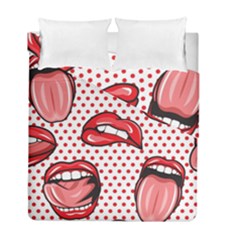 Lipstick Lip Red Polka Dot Circle Duvet Cover Double Side (Full/ Double Size)