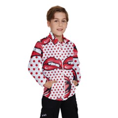 Lipstick Lip Red Polka Dot Circle Wind Breaker (Kids)