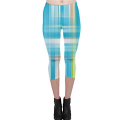 Lines Blue Stripes Capri Leggings  by Mariart