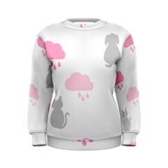 Raining Cats Dogs White Pink Cloud Rain Women s Sweatshirt