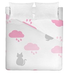 Raining Cats Dogs White Pink Cloud Rain Duvet Cover Double Side (Queen Size)