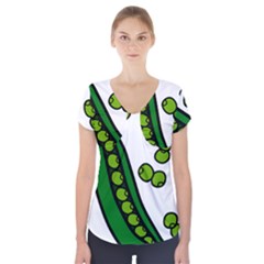Peas Green Peanute Circle Short Sleeve Front Detail Top by Mariart