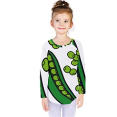 Peas Green Peanute Circle Kids  Long Sleeve Tee