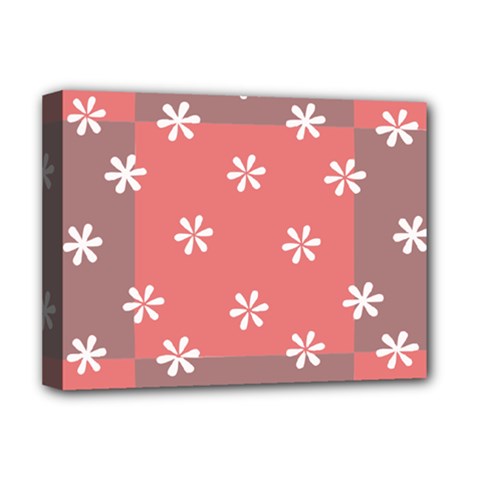Seed Life Seamless Remix Flower Floral Red White Deluxe Canvas 16  x 12  