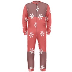Seed Life Seamless Remix Flower Floral Red White OnePiece Jumpsuit (Men) 