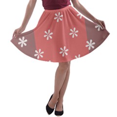 Seed Life Seamless Remix Flower Floral Red White A-line Skater Skirt