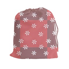 Seed Life Seamless Remix Flower Floral Red White Drawstring Pouches (XXL)